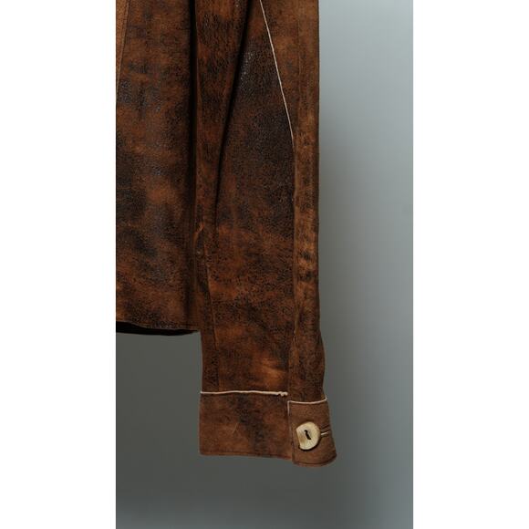 Juan Antonio Lauren Suede Leather Jacket Size 6 in Safari Tan - Picture 8 of 10